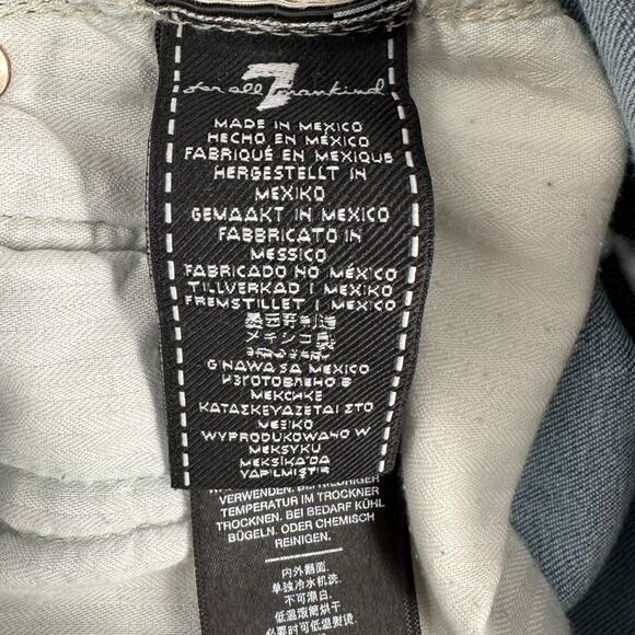 7 For All Mankind The Ankle Skinny Light Blue Mid Rise Raw Hem Jeans Womens 27 - Picture 6 of 11